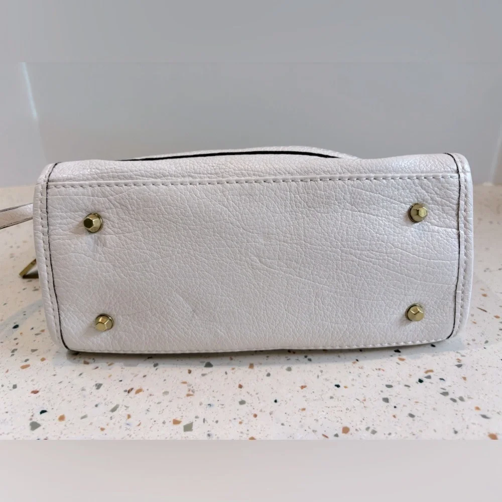 orYANY Small White Leather‎ Satchel Handbag with Zipper Sides